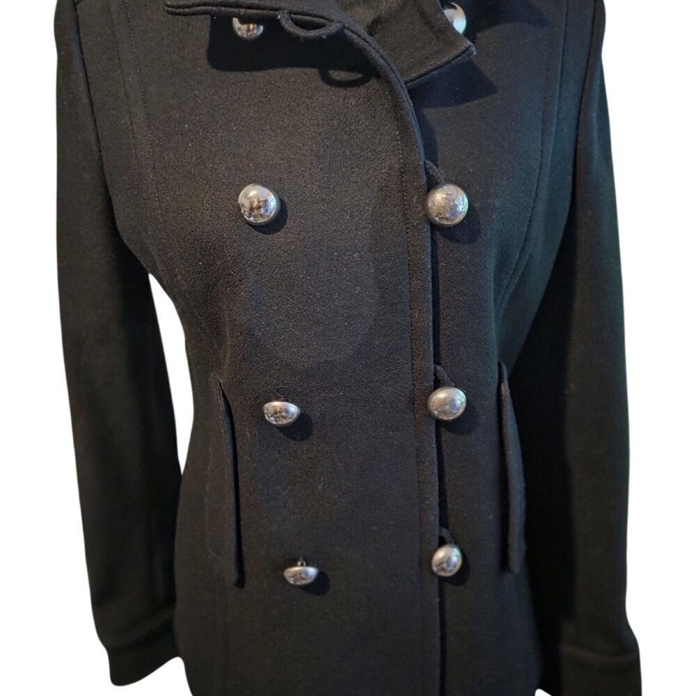 Banana Republic Women's Military Style Pea Coat Black Size Small Wool Blend - Picture 4 of 8
